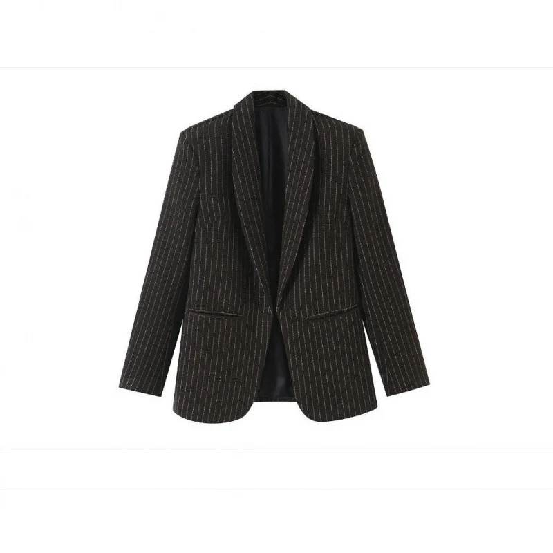 Damen Nadelstreifen-Blazer mit Schalkragen und leicht taillierter Silhouette Drune