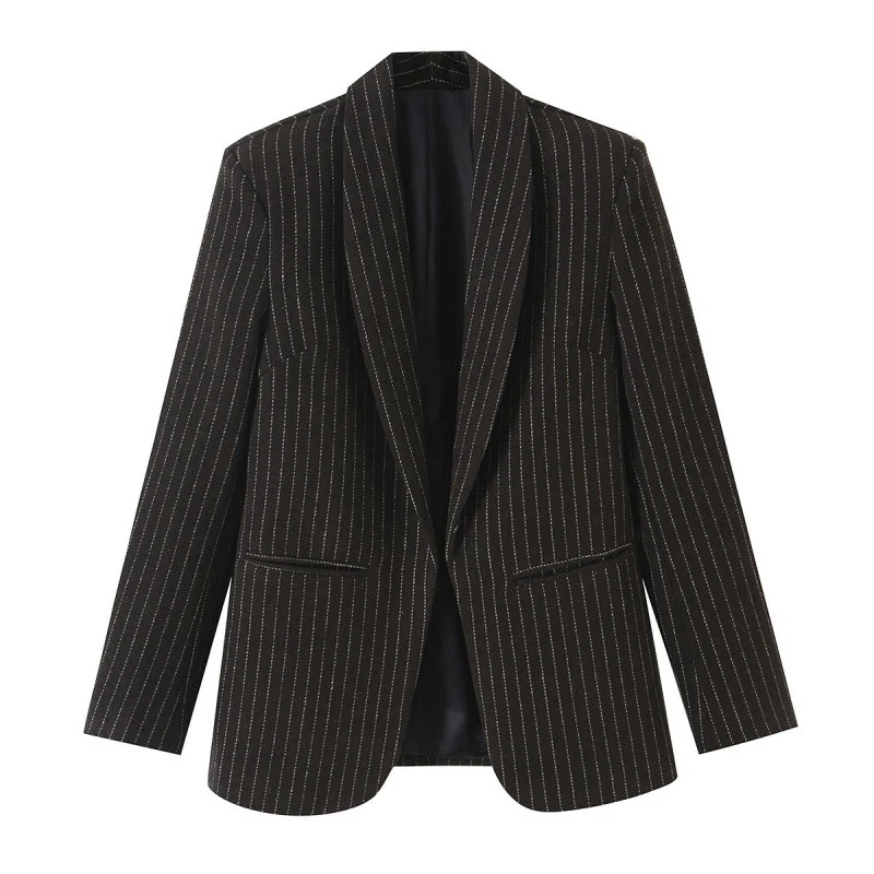 Damen Nadelstreifen-Blazer mit Schalkragen und leicht taillierter Silhouette Drune