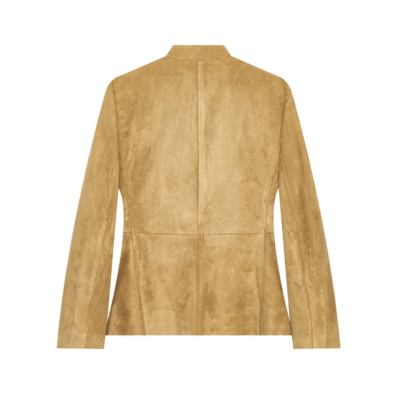 Damen Military-inspirierte Jacke aus Veloursoptik mit Stehkragen und Pattentaschen Drune