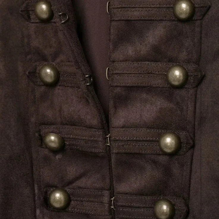Damen Militärjacke aus Wildlederimitat mit Stehkragen und Schößchen Drune