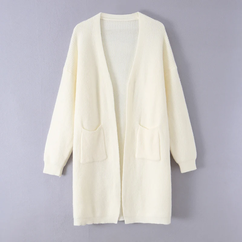 Damen Longline Strickcardigan mit aufgesetzten Taschen Drune