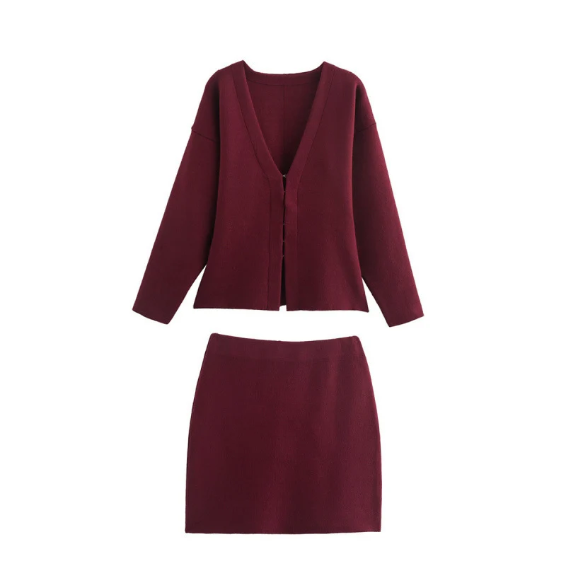 Damen Locker geschnittener Feinstrick-Cardigan mit tiefem V‑Ausschnitt und verdeckter Knopfleiste Drune