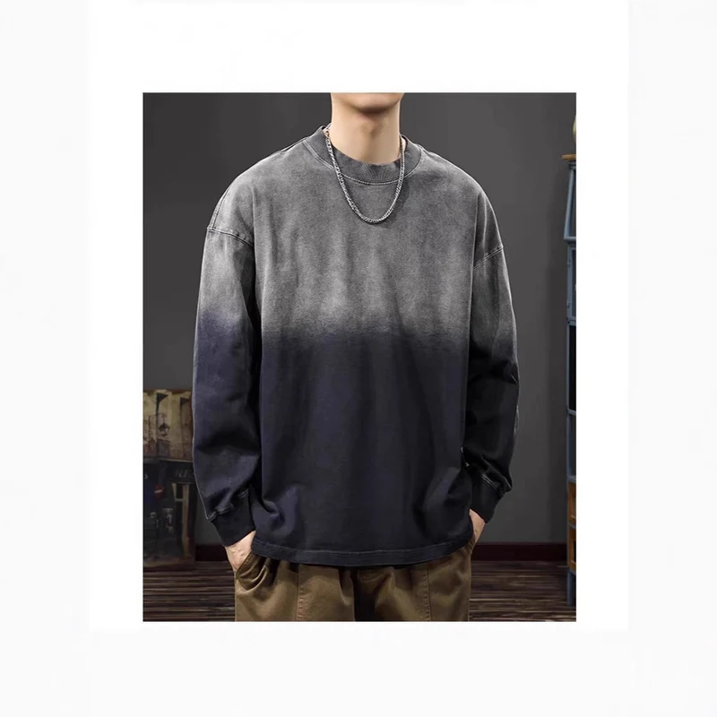 Herren Langarm-T-Shirt mit Ombre-Effekt Drune