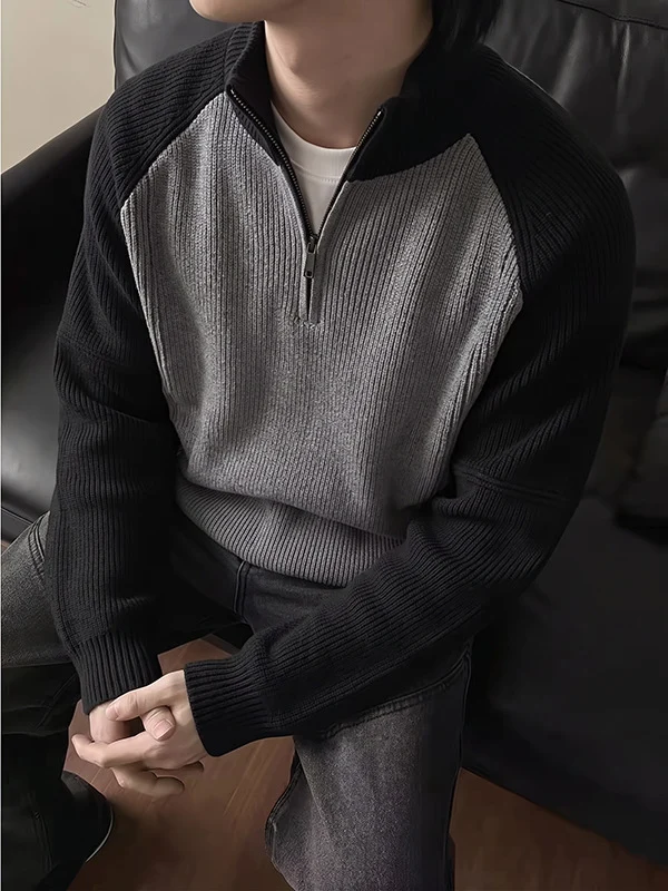 Herren Halbzip-Pullover mit Strickmuster Drune