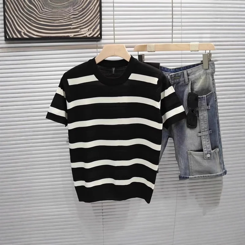 Herren Gestreiftes Kurzarm-Shirt Drune