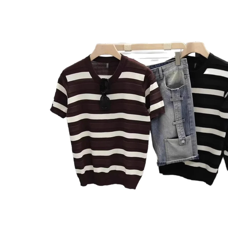 Herren Gestreiftes Kurzarm-Shirt Drune
