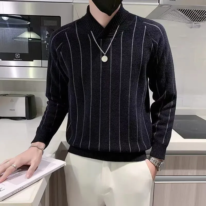 Herren Eleganter Strickpullover mit Stehkragen Drune