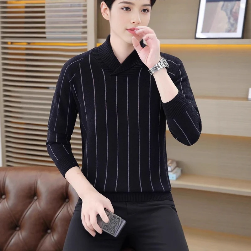 Herren Eleganter Strickpullover mit Stehkragen Drune