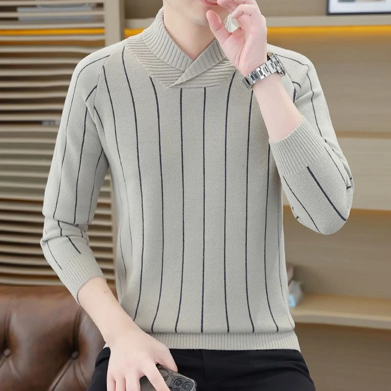 Herren Eleganter Strickpullover mit Stehkragen Drune