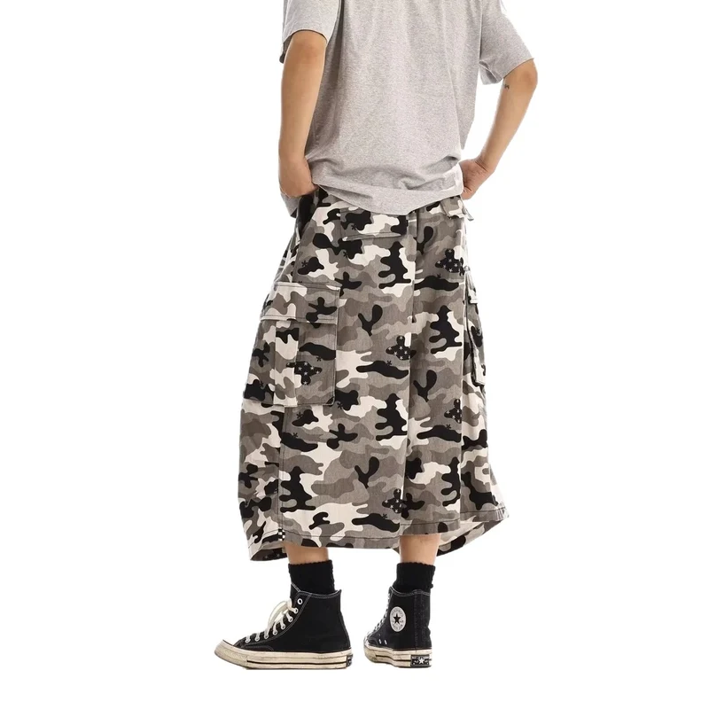 Herren Cargo-Shorts mit weitem Schnitt und Camouflage-Muster Drune