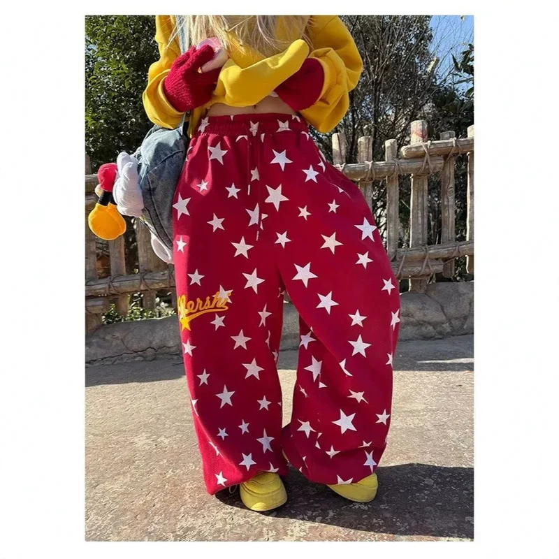 Damen Weitgeschnittene Sterne-Hose Drune