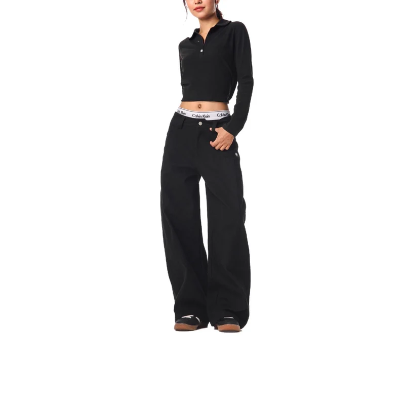Damen Weitgeschnittene modische Stoffhose Drune
