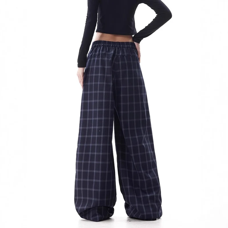 Damen Weitgeschnittene Karottenhose mit Karo-Muster Drune