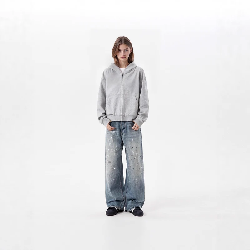 Damen Weitgeschnittene Jeans mit einzigartigen Zerstörungsdetails Drune
