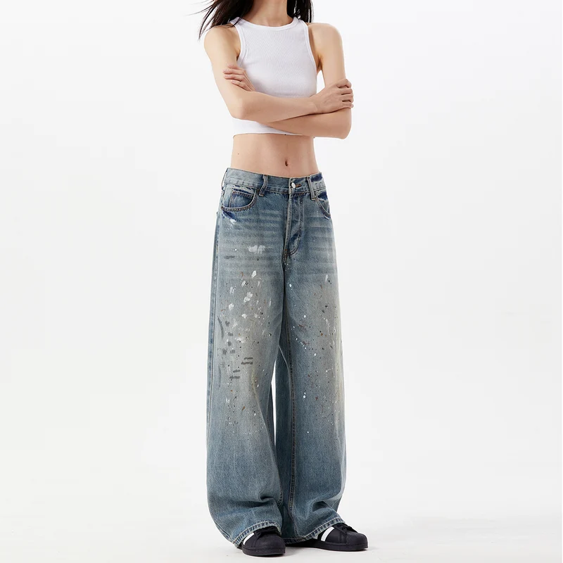 Damen Weitgeschnittene Jeans mit einzigartigen Zerstörungsdetails Drune