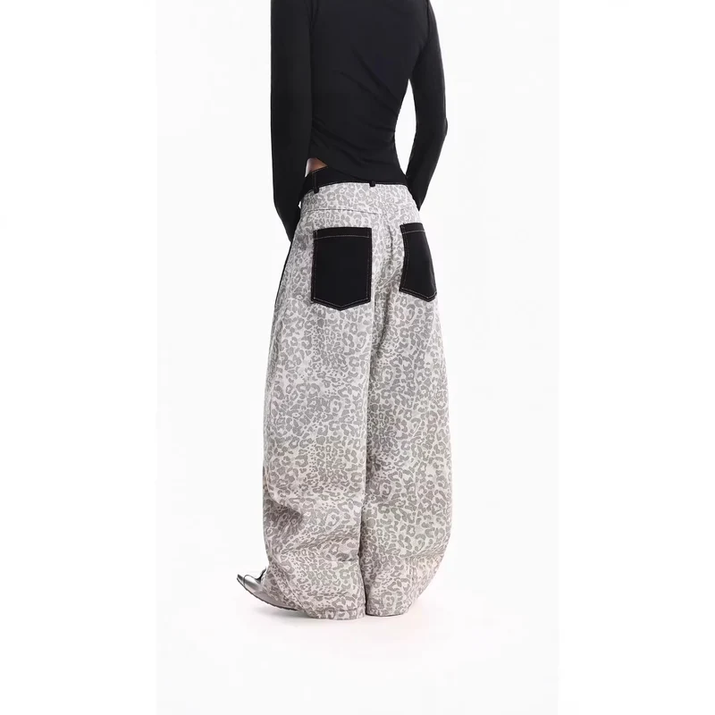 Damen Weitgeschnittene Hose mit Tierfell-Muster Drune