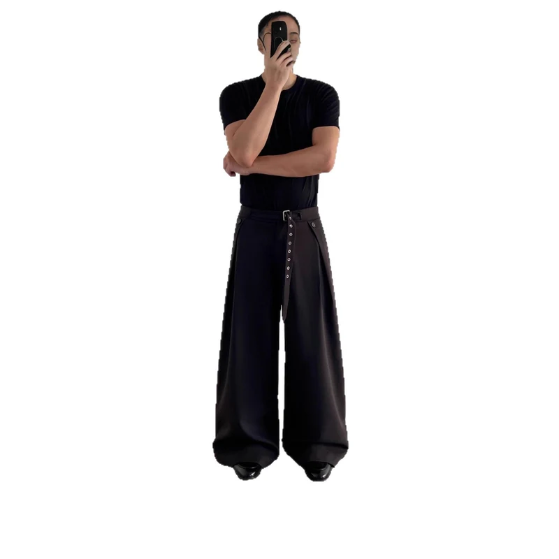 Damen Weitgeschnittene Hochtaillierte Stoffhose Drune