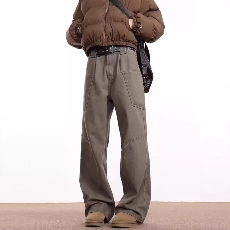 Damen Weitgeschnittene High-Waist Cargo-Hose Drune