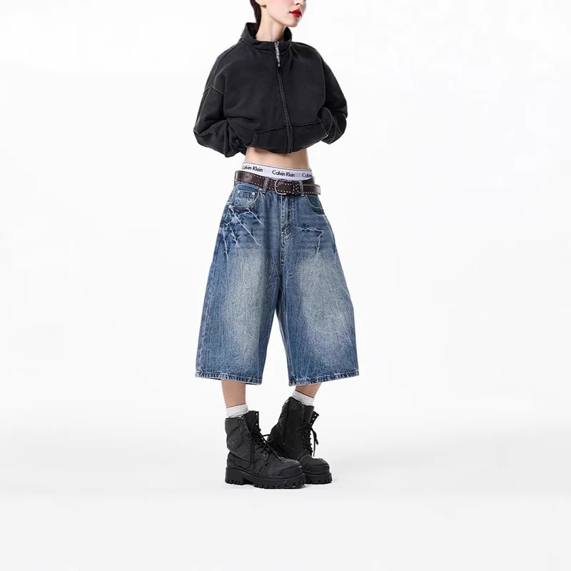 Damen Weitgeschnittene Denim-Culotte Drune