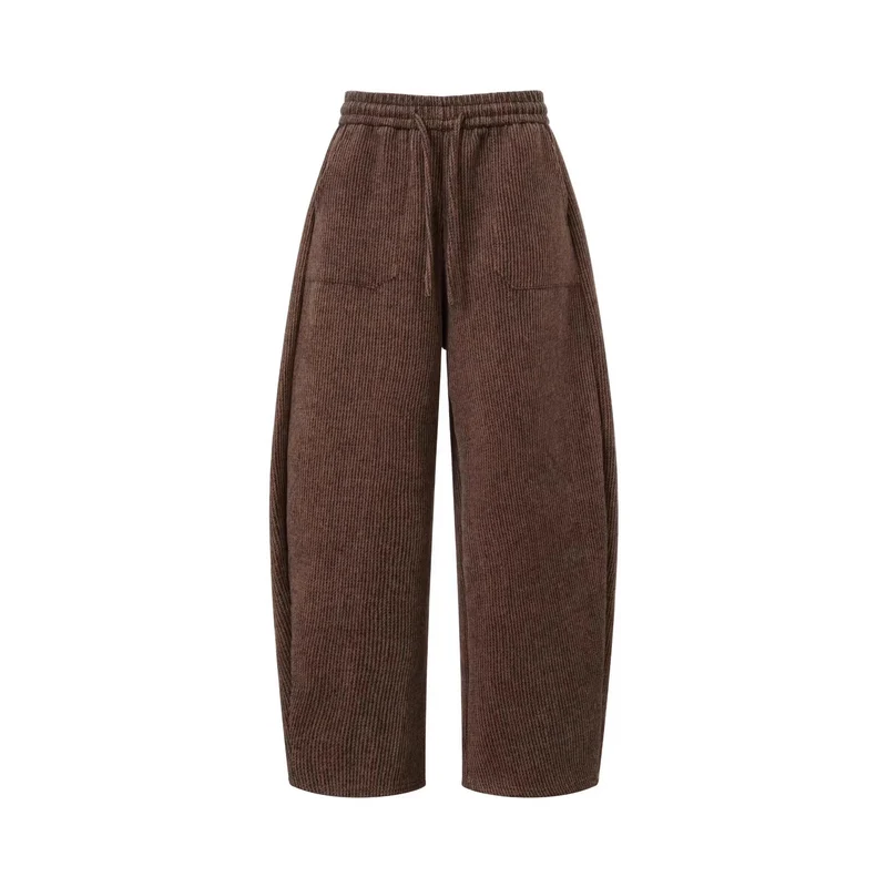 Damen Weitgeschnittene Cord-Hose mit elastischem Bund Drune