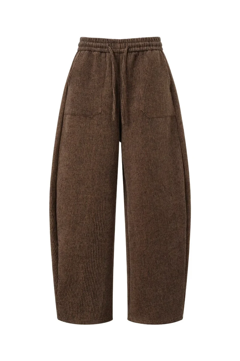 Damen Weitgeschnittene Cord-Hose mit elastischem Bund Drune