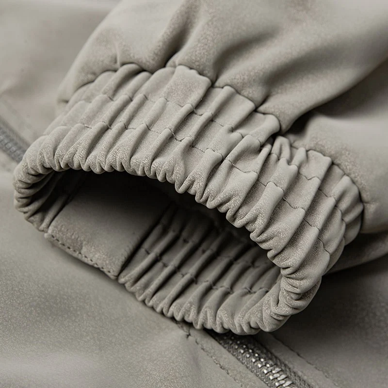 Herren Oversize-Boxy-Jacke in Veloursleder-Optik mit hohem Stehkragen, Zwei-Wege-Reißverschluss & Tunnelzugsaum Drune
