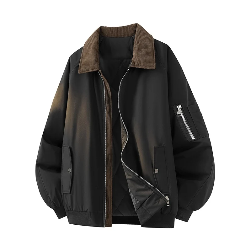Herren Oversize Bomberjacke mit gesteppter Thermo-Innenfüllung, kariertem Innenkragen & Ärmeltasche Drune