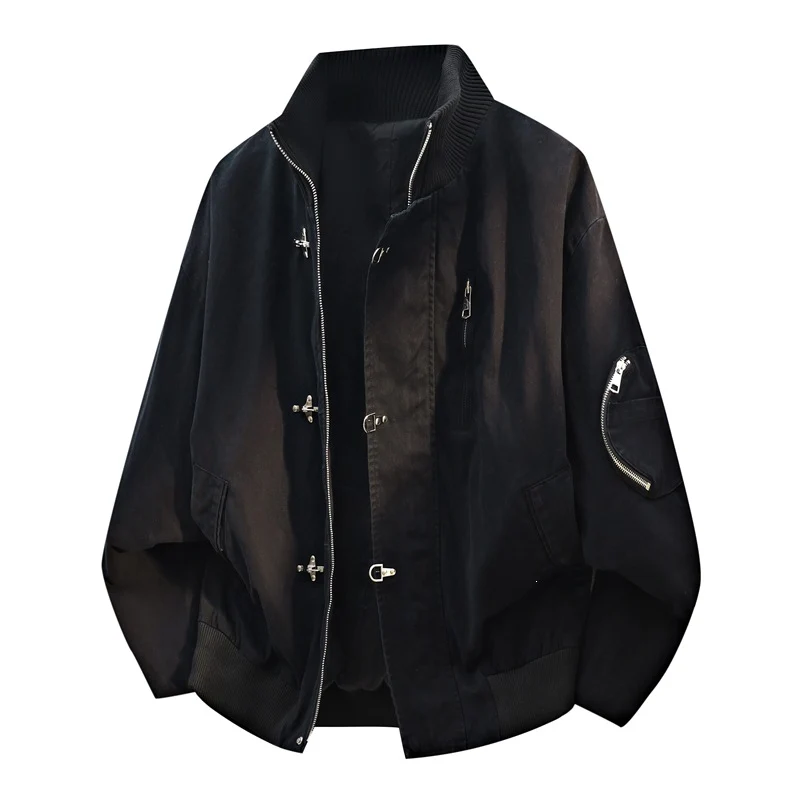 Herren Oversize Bomberjacke im Utility-Look mit Stehkragen, Mehrfach-Reißverschlüssen & Ärmeltasche Drune