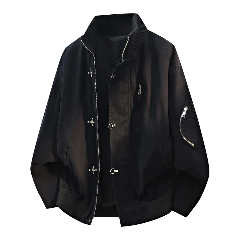Herren Oversize Bomberjacke im Utility-Look mit Stehkragen, Mehrfach-Reißverschlüssen & Ärmeltasche Drune