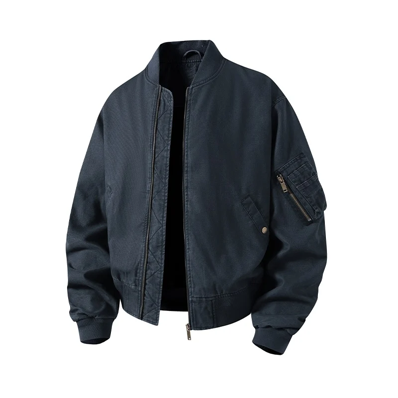 [Herren] Oversize Bomberjacke im Utility-Look mit Ärmeltasche, gerippten Bündchen & Zwei-Wege-Reißverschluss Drune