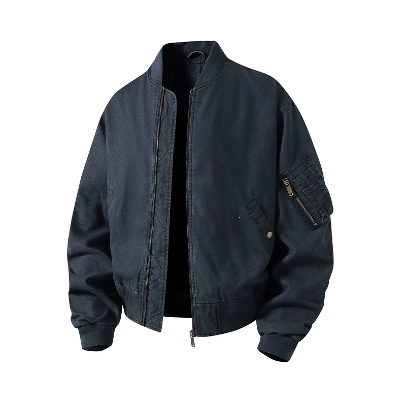 [Herren] Oversize Bomberjacke im Utility-Look mit Ärmeltasche, gerippten Bündchen & Zwei-Wege-Reißverschluss Drune