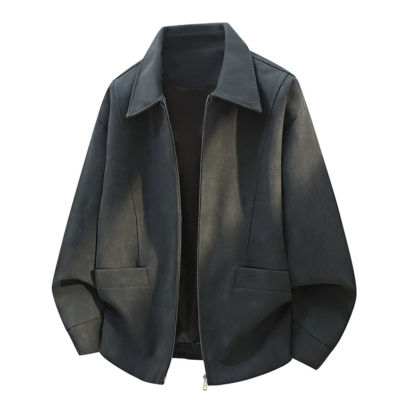 Herren Oversize-Bomberjacke im Used-Effekt mit Stehkragen, elastischem Bund und Pattentaschen Drune