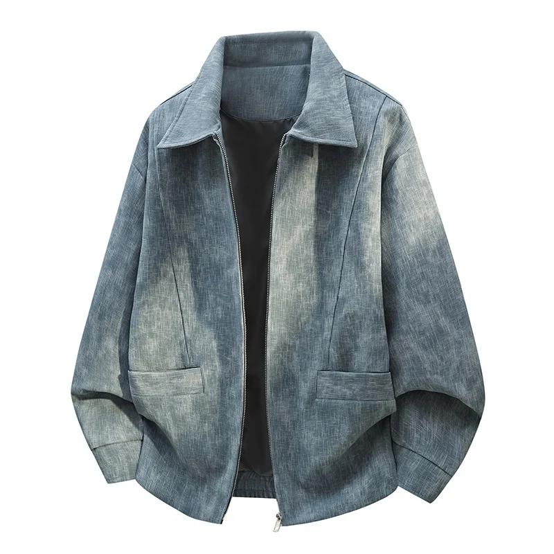 Herren Oversize-Bomberjacke im Used-Effekt mit Stehkragen, elastischem Bund und Pattentaschen Drune