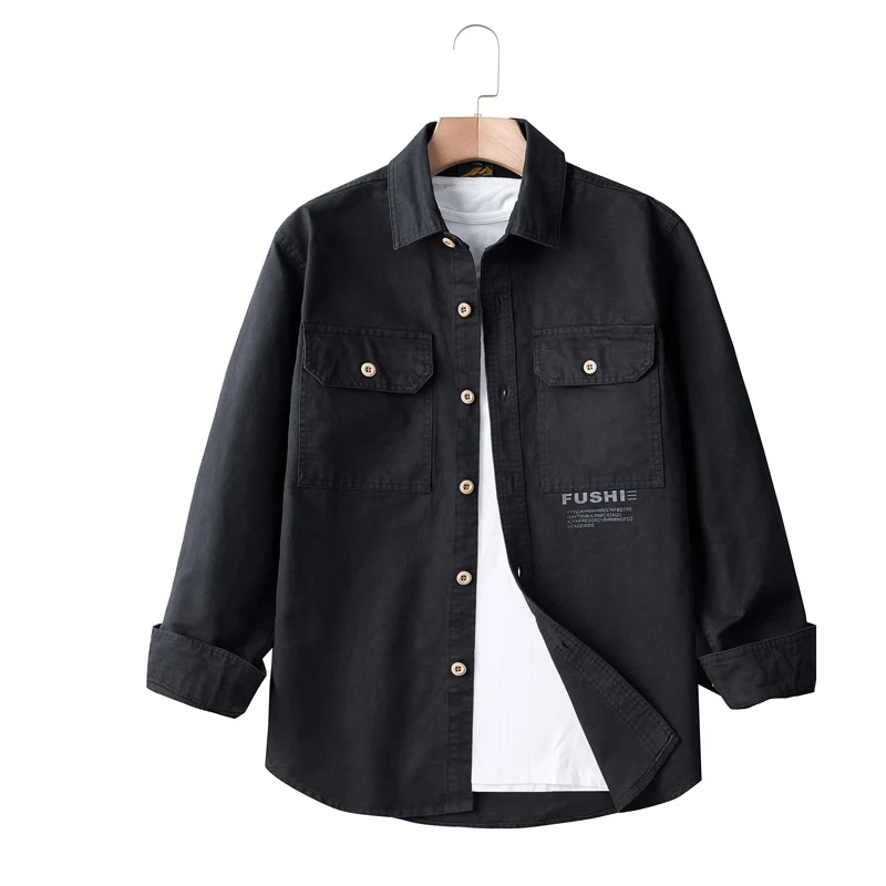 Herren Overshirt-Jacke im Utility-Stil mit Brusttaschen und Hemdkragen Drune