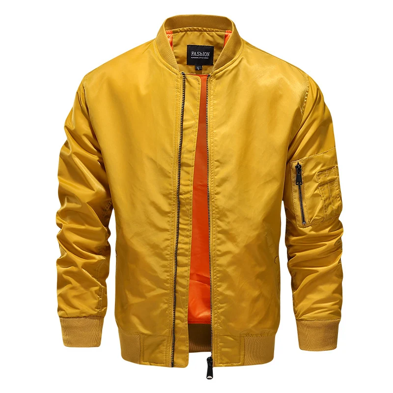 Herren Nylon-Bomberjacke mit kontrastierendem Innenfutter, Ärmeltasche & gerippten Bündchen Drune
