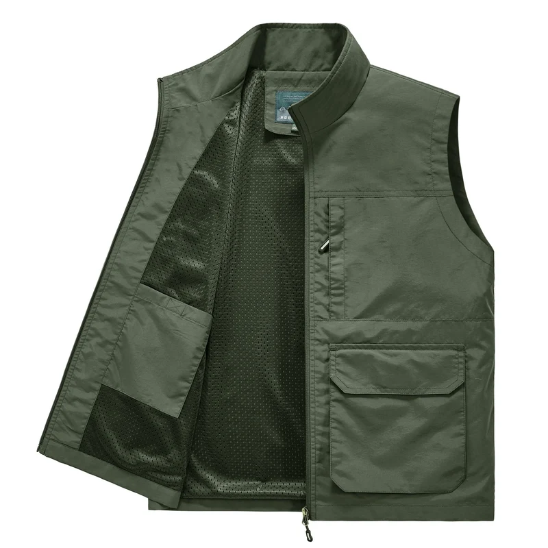 Herren Multifunktionale Utility‑Weste mit Mesh‑Futter, Reißverschluss & Mehrfachtaschen Drune