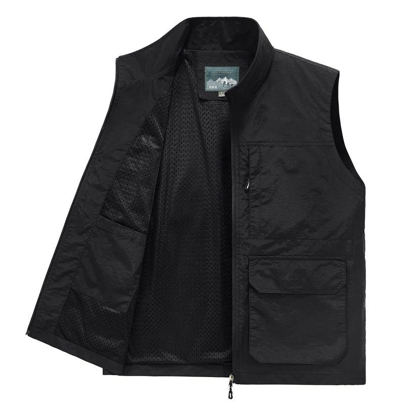 Herren Multifunktionale Utility‑Weste mit Mesh‑Futter, Reißverschluss & Mehrfachtaschen Drune