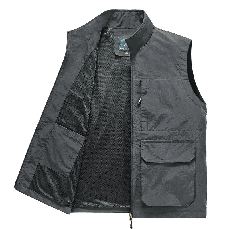 Herren Multifunktionale Utility‑Weste mit Mesh‑Futter, Reißverschluss & Mehrfachtaschen Drune