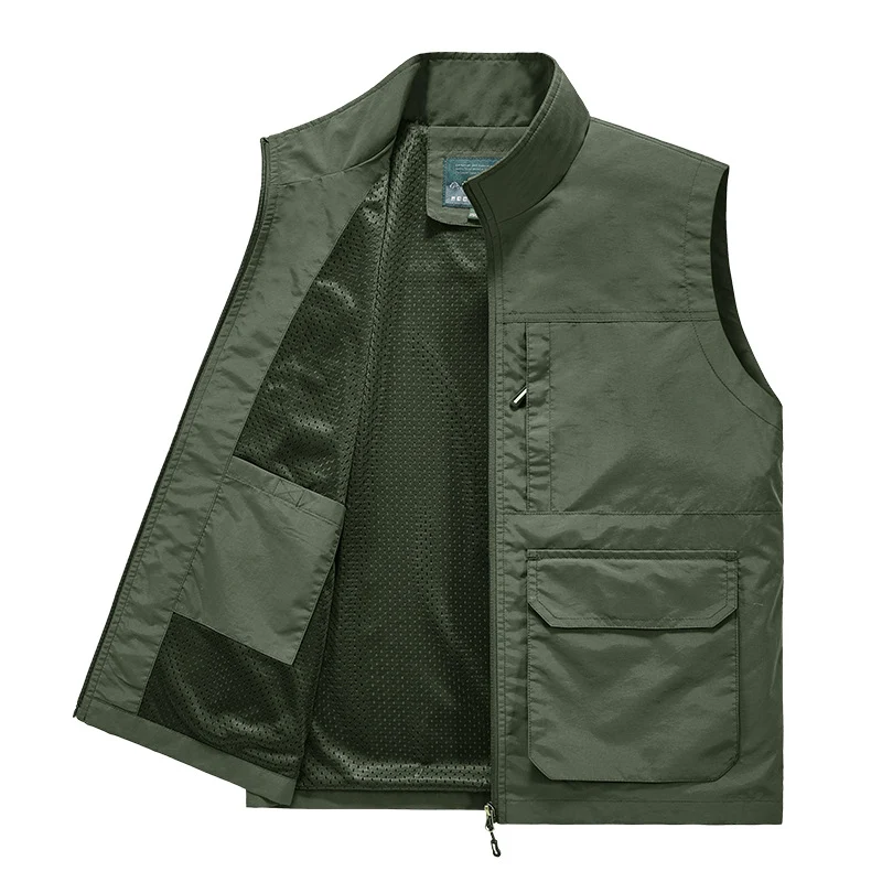 Herren Multifunktionale Utility‑Weste mit Mesh‑Futter, Reißverschluss & Mehrfachtaschen Drune