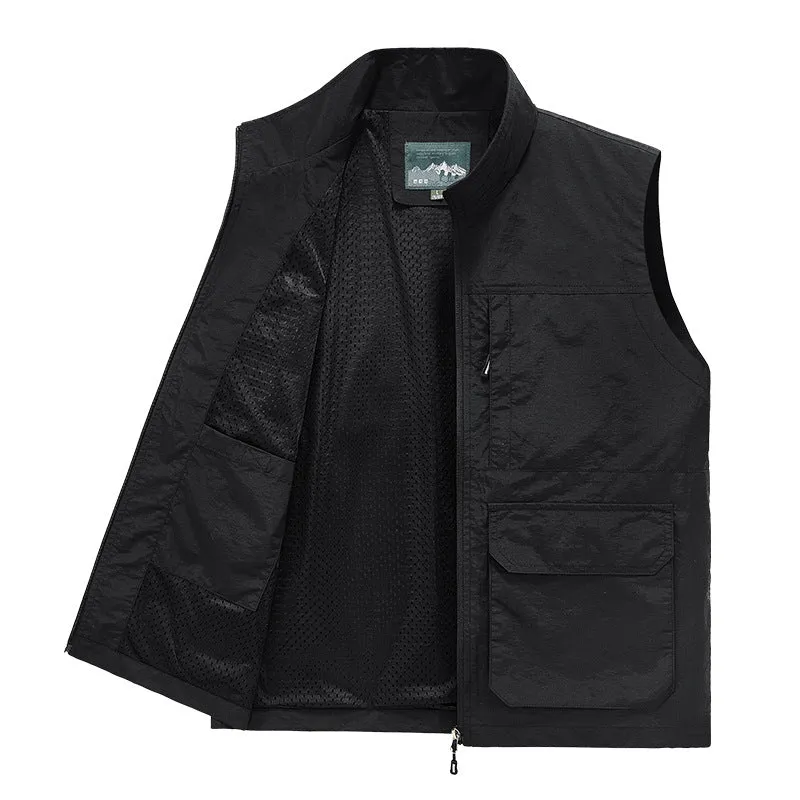 Herren Multifunktionale Utility‑Weste mit Mesh‑Futter, Reißverschluss & Mehrfachtaschen Drune