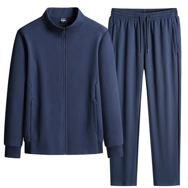 Herren Modernes Freizeit-Trainingsset aus Thermofleece mit Stehkragen‑Zipjacke & konischer Jogginghose Drune