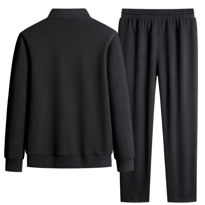 Herren Modernes Freizeit-Trainingsset aus Thermofleece mit Stehkragen‑Zipjacke & konischer Jogginghose Drune