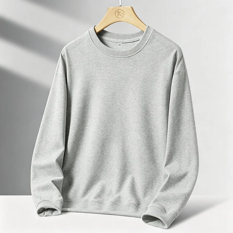 Herren Minimalistisches Rundhals-Sweatshirt mit französischer Terry-Innenseite & Oversize-Schnitt Drune