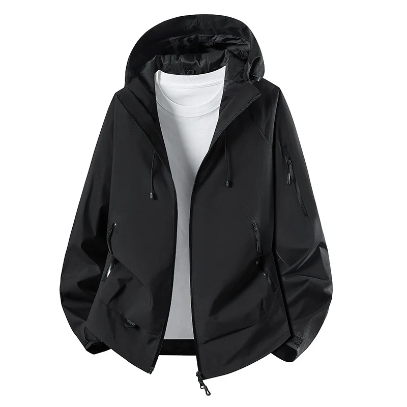 Herren Minimalistischer Softshell-Anorak mit verstellbarer Kapuze & verschweißten Zip-Taschen Drune