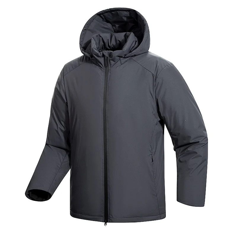 Herren Minimalistische Thermo‑Hoodie‑Jacke mit gesteppter Isolierung und verdecktem Reißverschluss Drune