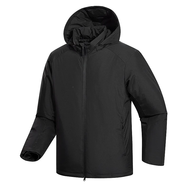 Herren Minimalistische Thermo‑Hoodie‑Jacke mit gesteppter Isolierung und verdecktem Reißverschluss Drune