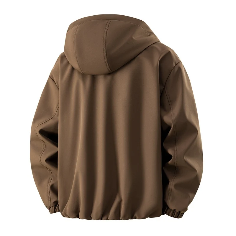 Herren Minimalistische Tech-Kapuzenjacke mit mattierter Oberfläche, Kordelzug & verdeckten Reißverschlusstaschen Drune