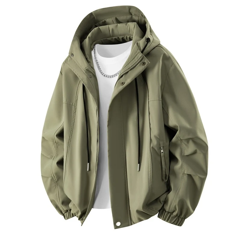 Herren Minimalistische Tech-Kapuzenjacke mit mattierter Oberfläche, Kordelzug & verdeckten Reißverschlusstaschen Drune