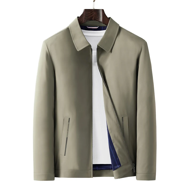 Herren Minimalistische leichte Übergangsjacke mit Hemdkragen, verdecktem Reißverschluss & seitlichen Reißverschlusstaschen Drune