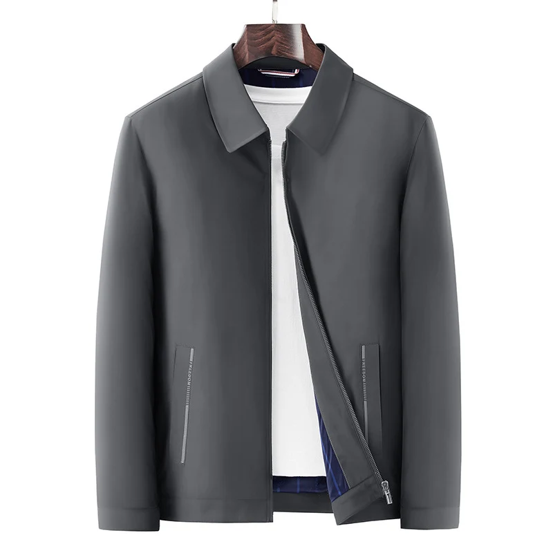 Herren Minimalistische leichte Übergangsjacke mit Hemdkragen, verdecktem Reißverschluss & seitlichen Reißverschlusstaschen Drune